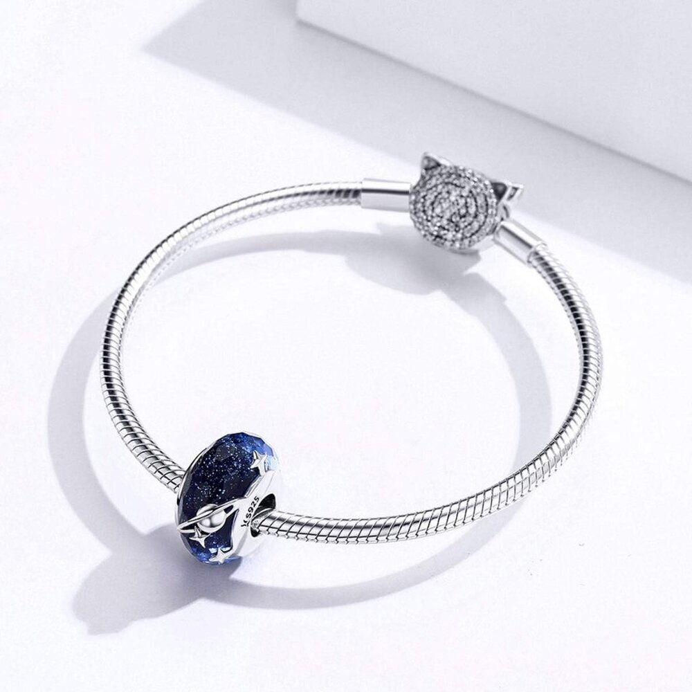 Sterling Silver Murano Planet Charm Jewelry Gift for Women